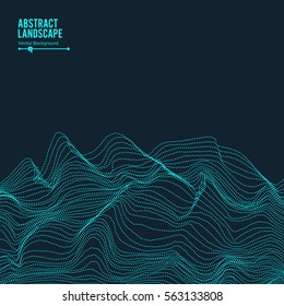 Abstract Landscape Background. Array With Dynamic Particles. Vector Illustration