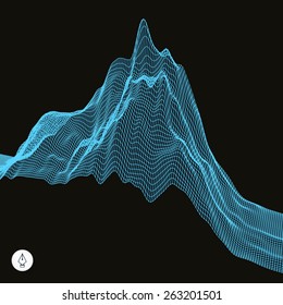 Abstract landscape background. Cyberspace grid. Vector illustration. Can be used for banner, flyer, book cover, poster.
