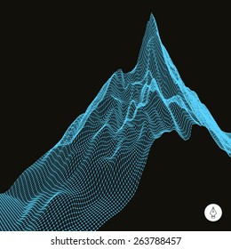 Abstract landscape background. Cyberspace grid. Vector illustration. Can be used for banner, flyer, book cover, poster.
