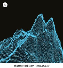 Abstract landscape background. Cyberspace grid. Vector illustration. Can be used for banner, flyer, book cover, poster.