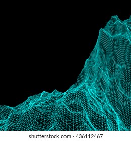Abstrakter Landschaftshintergrund. Cyberspace-Netz. Vektorgrafik. Kann für Banner, Flyer, Buchcover, Poster verwendet werden. 