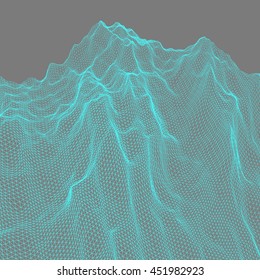 Abstract landscape background. Cyberspace grid. Vector illustration. Can be used for banner, flyer, book cover, poster. 