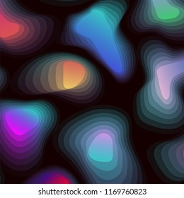Abstract landscape background with dynamic shapes on black background. Mountainous terrain. Vector illustration in minimalistic style.