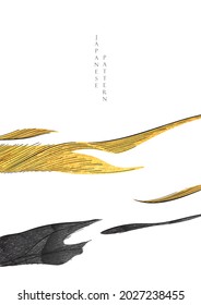 Abstract landscape background with gold and black texture vector. Mountain desert banner design with natural element in vintage style.