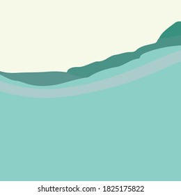 Abstract landscape background. Green fields and sun. Contemporary art vector illustration.
