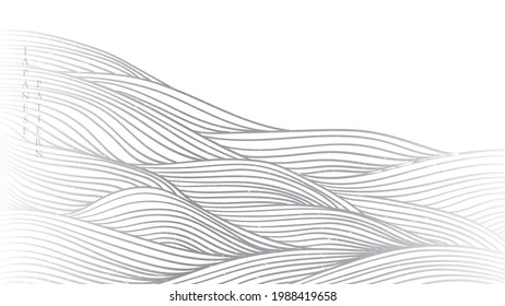 Abstract landscape background with hand drawn line pattern vector. Mountain forest banner design with curve elements in simple style. 