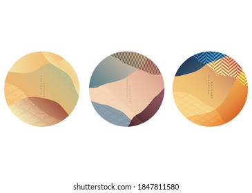 Abstract Landscape background with Japanese pattern vector. Geometric template in traditional of Japan. Logo and icon design.