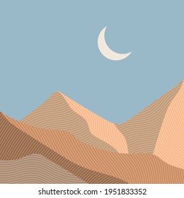 Abstract landscape background with line wave pattern. Vector 