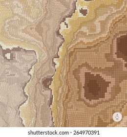 Abstrakter Landschaftshintergrund. Mosaik. 3D-Technologie, Vektorgrafik. Kann für Banner, Flyer, Buchumschlag, Poster, Webbanner verwendet werden.