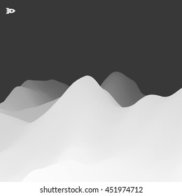 Abstract Landscape Background. Mountainous Terrain. 3d Vector Illustration.