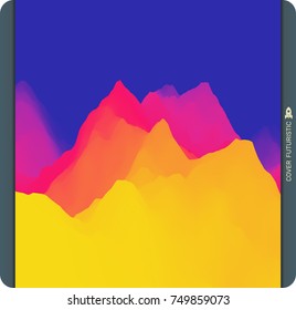 Fundo abstrato da paisagem. Terreno montanhoso. Ilustração de vetor 3d.