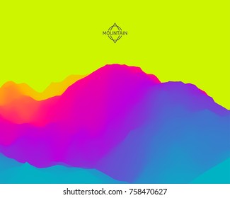 Abstract landscape background. Mountainous terrain. 3d vector illustration.