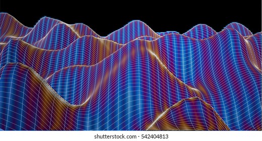 Abstract landscape background. Vector 3D terrain