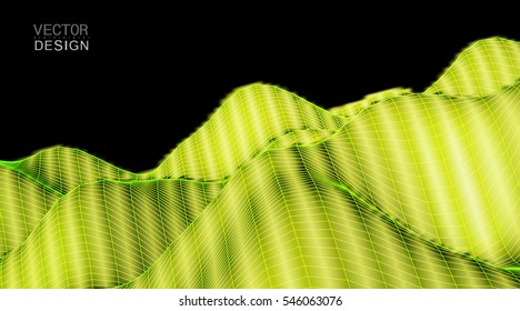 Abstract landscape background. Vector 3D terrain
