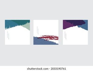 Abstract landscape background in vintage style. Japanese wave pattern with brush stroke banner design.