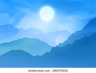 Abstract landscape background with watercolour effect