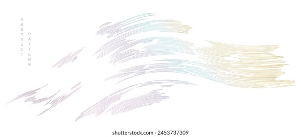 Abstract landscape background with white and blue hand drawn line pattern vector. Ocean sea art with natural template. Banner design and wallpaper in vintage style.