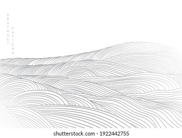 Abstract landscape background with white and grey line pattern vector. Mountain forest art with natural art template. Banner design and wallpaper in vintage style.