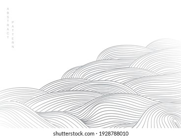 Abstract landscape background with white and grey line pattern vector. Mountain forest art with natural art template. Banner design and wallpaper in vintage style.