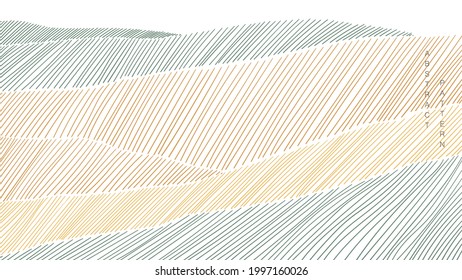 Abstract landscape background with white and grey line pattern vector. Mountain forest art with natural art template. Banner design and wallpaper in vintage style.