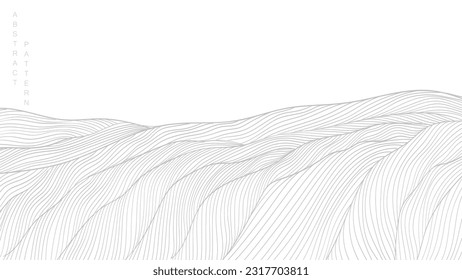 Abstract landscape background with white and grey  hand drawn line pattern vector. Mountain forest art with natural template. Banner design and wallpaper in vintage style.