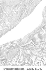Abstract landscape background with white and grey  hand drawn line pattern vector. Natural template. Banner design and wallpaper in vintage style.
