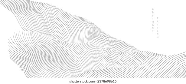 Abstract landscape background with white and grey hand drawn line pattern vector. mountain art with natural template. Banner design and wallpaper in vintage style