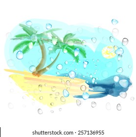 Abstract landscape with beach and sea 