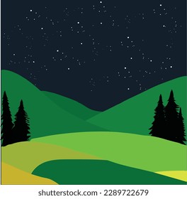 Abstract landscape with beautiful stars vector art work. This is EPS10 vector illustration, global colors, easy to modify.