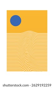 Fondo Abstractas de la ilustración del arte de la pared del boho del paisaje. Cartel plano del arte de la pared del paisaje del boho
