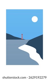 Abstrakte Landschaft Boho Wand Kunst Illustration Hintergrund. Flat boho Landschaft Wand Kunst Poster