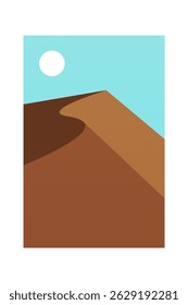 Abstract landscape boho wall art illustration background. Flat boho landscape wall art poster