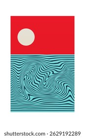 Abstract landscape boho wall art illustration background. Flat boho landscape wall art poster