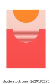 Abstract landscape boho wall art illustration background. Flat boho landscape wall art poster