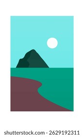 Fondo Abstractas de la ilustración del arte de la pared del boho del paisaje. Cartel plano del arte de la pared del paisaje del boho