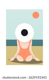 Resumo paisagem boho parede arte ilustração fundo. Pôster de arte de parede de paisagem boho plana