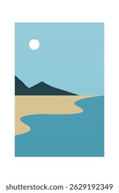 Fondo Abstractas de la ilustración del arte de la pared del boho del paisaje. Cartel plano del arte de la pared del paisaje del boho