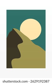 Fondo Abstractas de la ilustración del arte de la pared del boho del paisaje. Cartel plano del arte de la pared del paisaje del boho