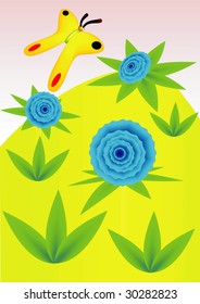 Abstract landscape with butterfly.