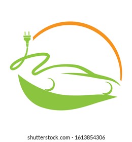 abstract landscape and car with electrical plug, vector