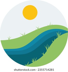 Abstract landscape circle cutout icon design on white background. Logo illustration for business purposes. Unique and beautiful logo. Abstract silhouette icon banner. Minimalist and modern template