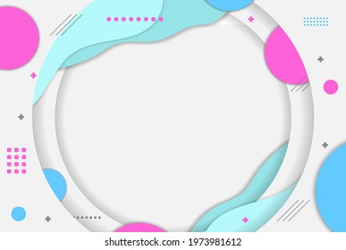 Abstract Landscape Circular Paper Cut with Blue Wave Liquid Background Design Vector