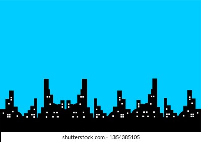 abstract landscape cityscape with blue background color design concept
