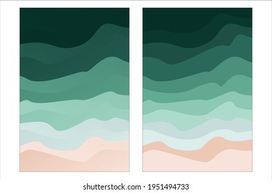 Abstract landscape with color palette. depicts mountains. with two samples