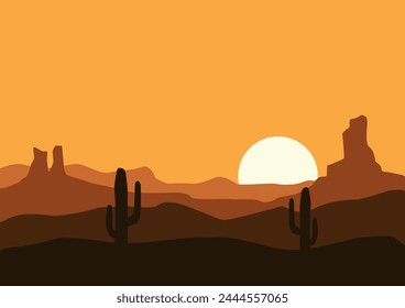 paisaje abstracto con desierto en América. Ilustración vectorial en estilo plano.