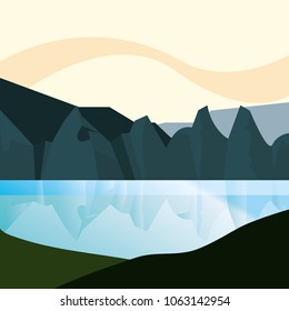 Red Color Mountain Range Flat Vector Stock Vector (Royalty Free) 1712699152
