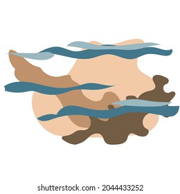 Diseño paisajístico abstracto para cubiertas, afiches, impresiones, arte mural en un estilo minimalista. Vector