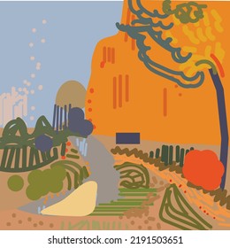 El diseño paisajístico abstracto para el fondo. 