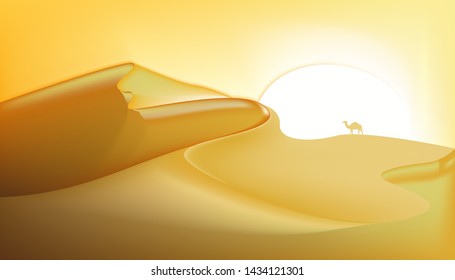 Abstract Landscape of Dune Desert. Illustration