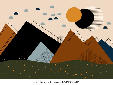 Abstract landscape with geometric shapes